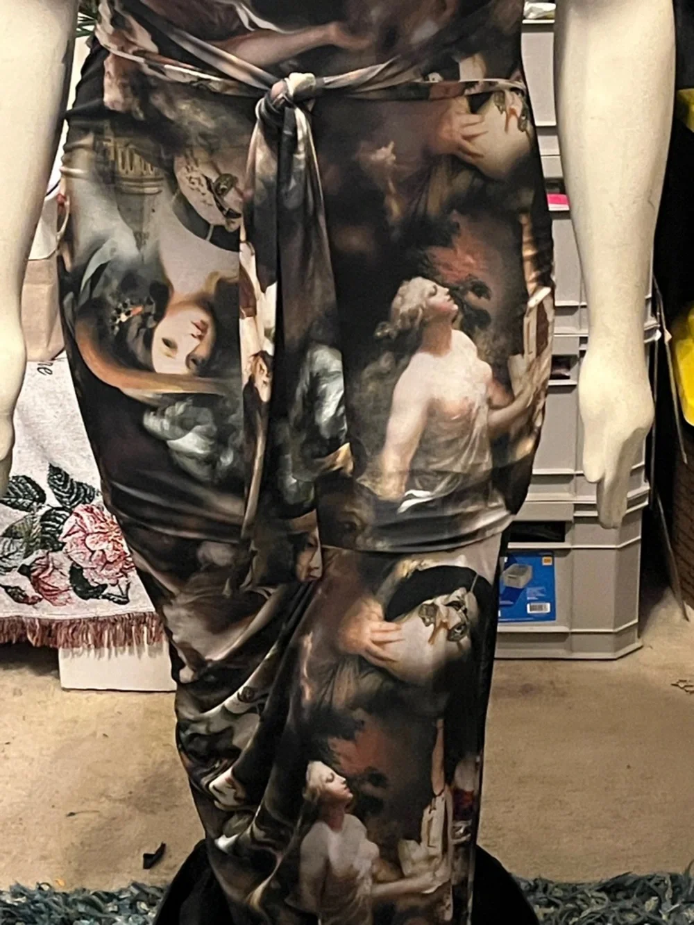 Fashion Nova Plus Size Black and Brown Renaissance Print Maxi Dress - Picture 3 of 5